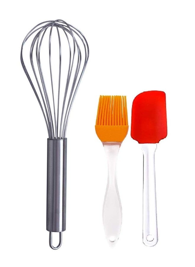 Foliam Steel Cake Hand Blender Whisker Latte Maker Stirrer for Mixing Milk Coffee Egg Beater Combo with Silicone Oil Pastry Brush Spatula Set Baking Tools - Image 1